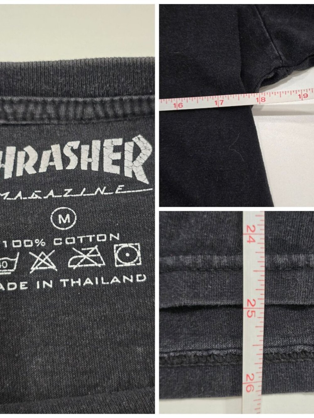 Thrasher Magazine ✦ 77 Uprising Brooklyn Flame Tee ✦ Black Cotton Skate Style M - Picture 11 of 12